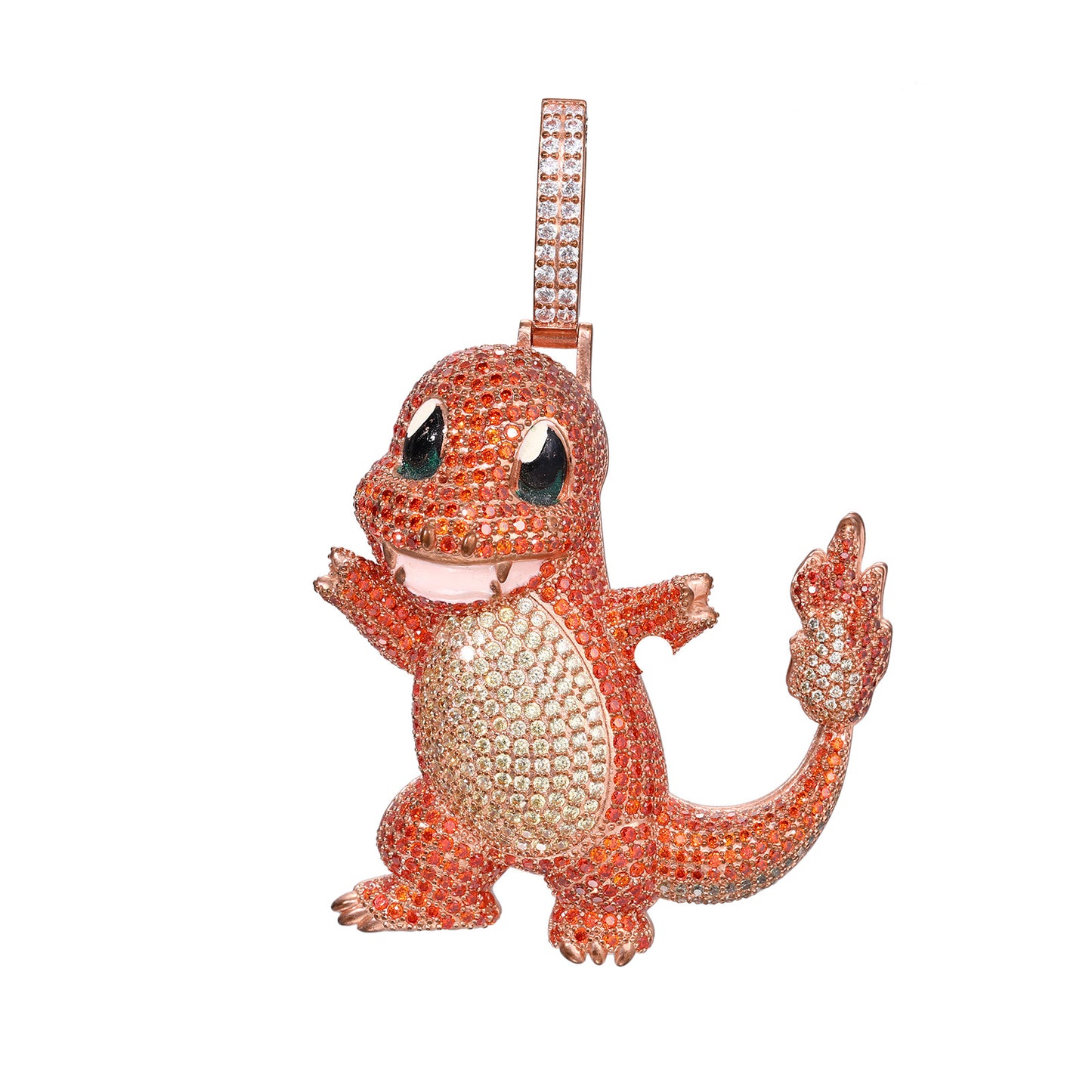 Iced Out Cartoon Character Pendant Necklace Set in Rose Gold Tone with Cubic Zirconia Chain product image