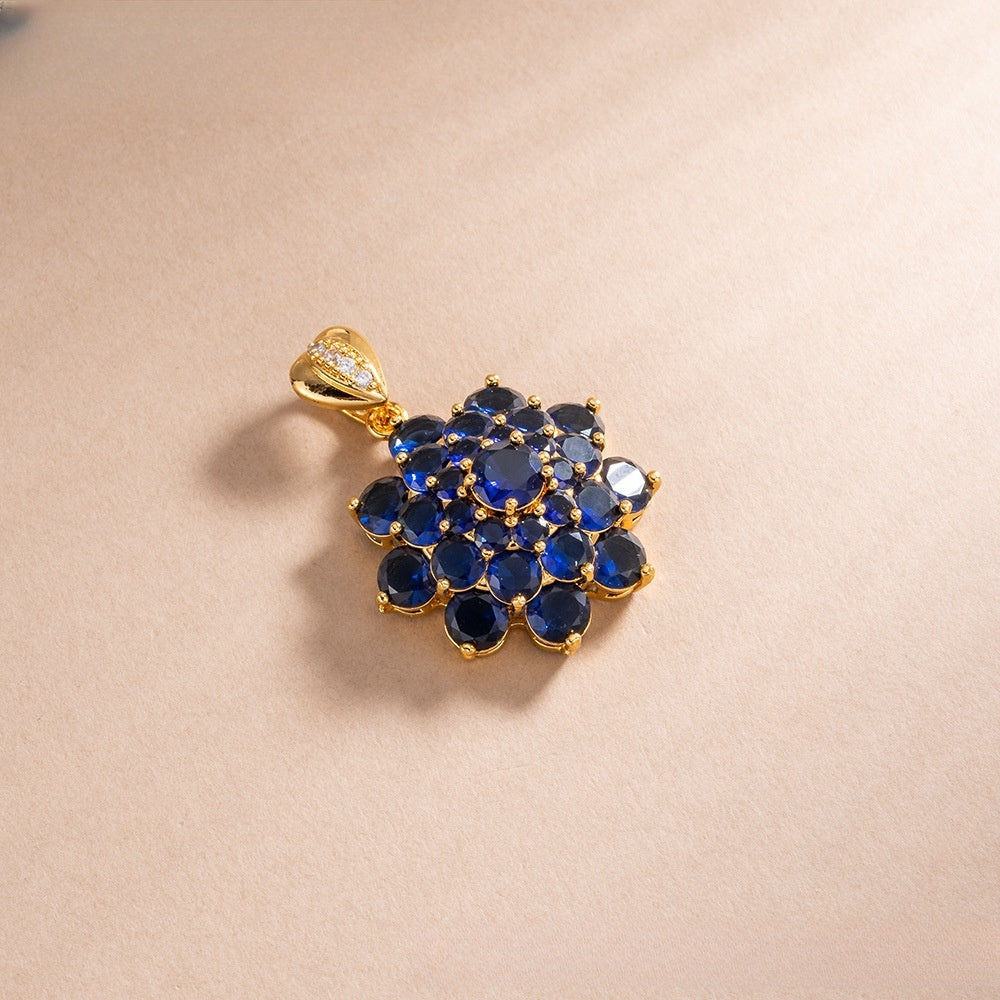 Exotic Ice Flower Cubic Zirconia Pendant Necklace for Women, Gold Plated Floral Statement Charm