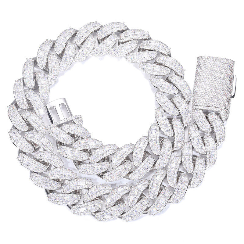 Iced Out Cuban Link Chain Necklace or Bracelet for Men and Women, Micro Pave Cubic Zirconia Hip Hop Streetwear Jewelry product image