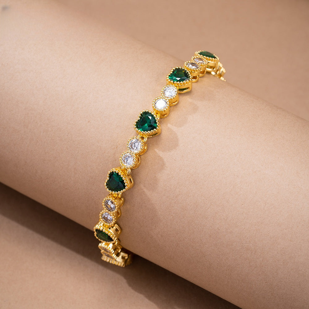 Romantic Heart Tennis Bracelet for Women, Dainty Trendy Everyday Jewelry