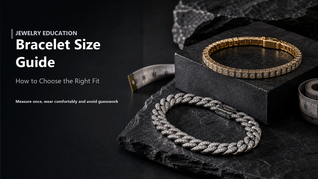 Bracelet sizing guide cover image with layered bracelets, measuring detail, and a readable Bracelet Size Guide title.