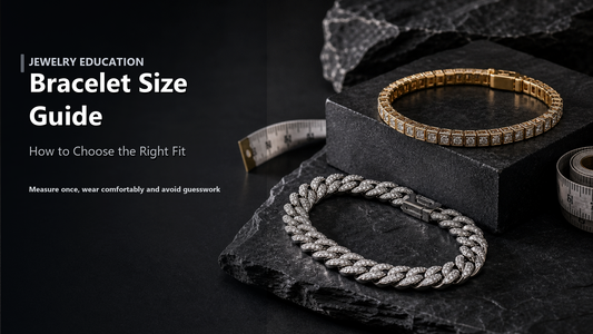 Bracelet sizing guide cover image with layered bracelets, measuring detail, and a readable Bracelet Size Guide title.