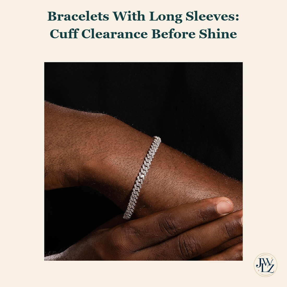 Existing Cuban-style bracelet wrist photograph on a cream cover titled Bracelets With Long Sleeves Cuff Clearance Before Shine