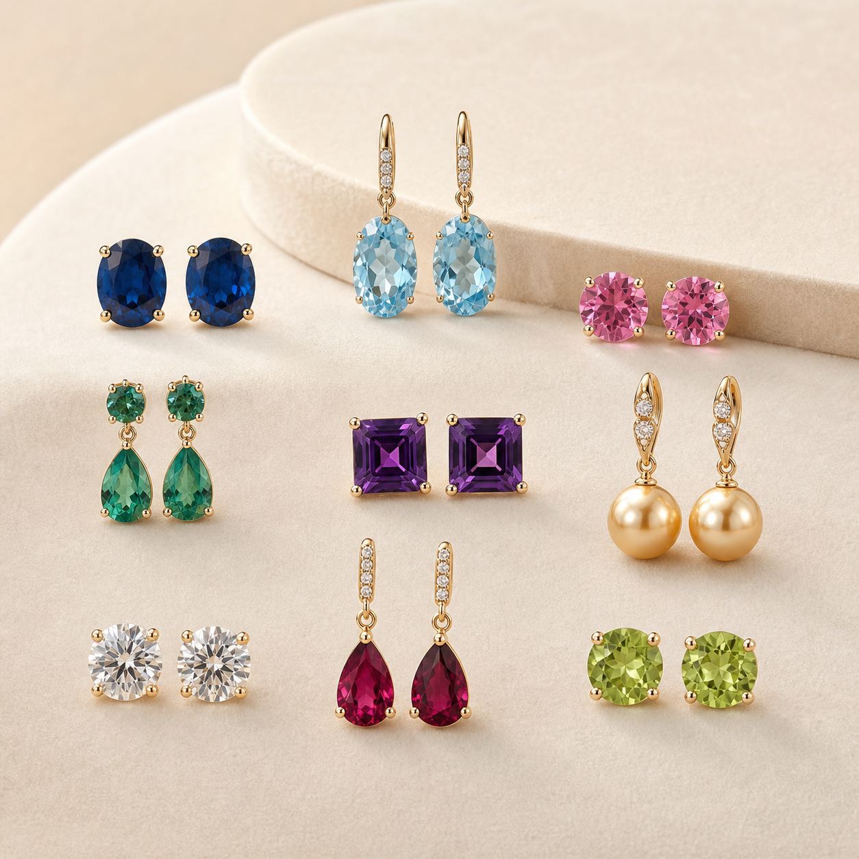 Colored Gemstone Earrings