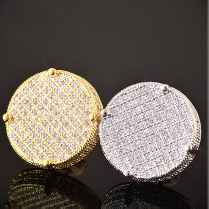 Round Iced Out Stud Earrings for Men Unisex Hip Hop Jewelry