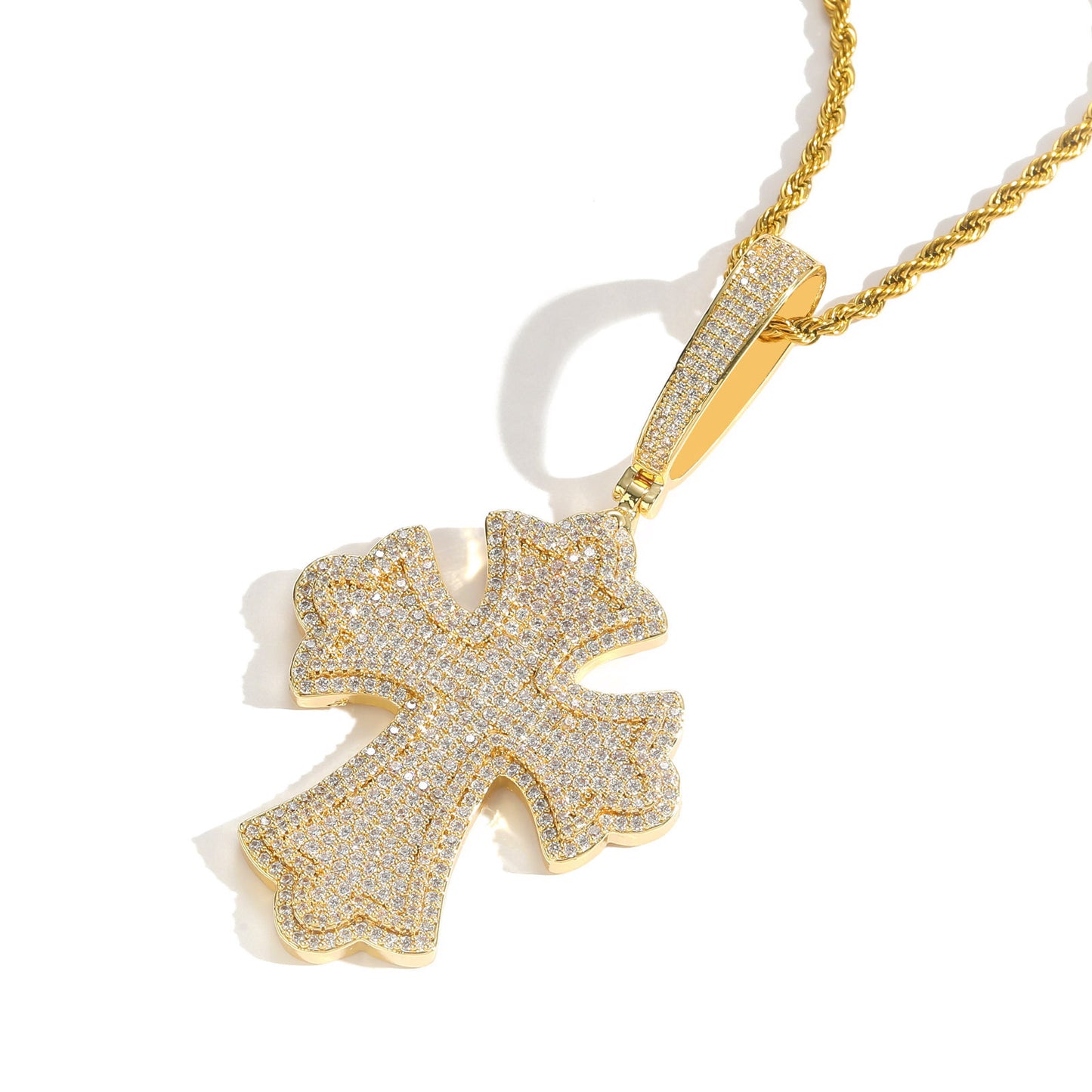 Hip Hop Minimalist Cross Copper Pendant Necklace for Men and Women