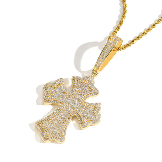 Hip Hop Minimalist Cross Copper Pendant Necklace for Men and Women