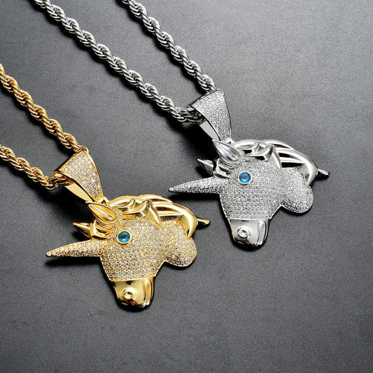 Hip Hop Vintage Cross Cubic Zirconia Pendant Necklace for Men and Women