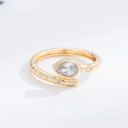 Pear Stone Clover Minimalist Ring for Women