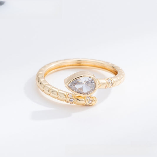 Pear Stone Clover Minimalist Ring for Women