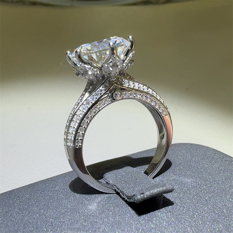 5 Carat Moissanite Ring for Women, Halo Style Split Shank Engagement Ring product image
