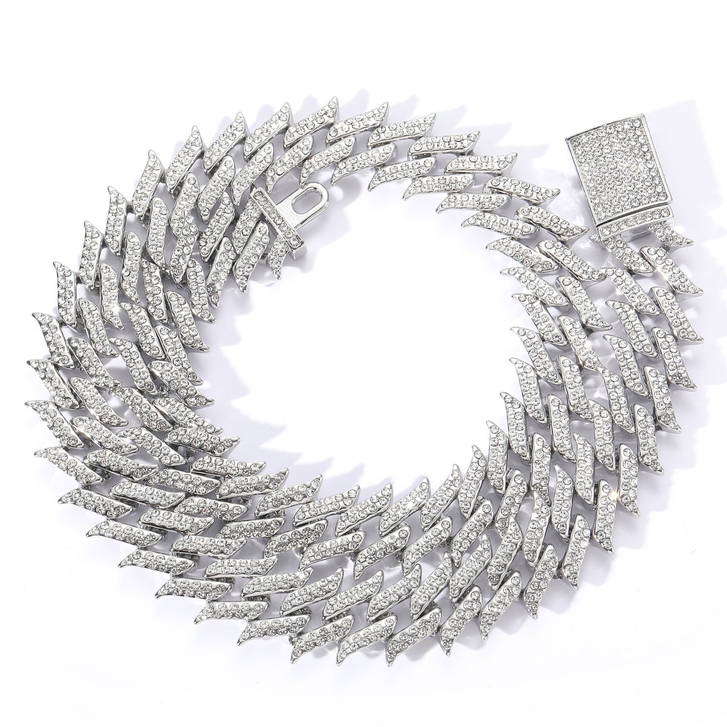 Hip Hop Cuban Link Thorn Spike Alloy Necklace for Men