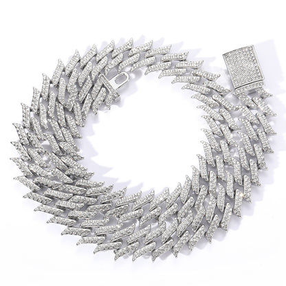 Hip Hop Cuban Link Thorn Spike Alloy Necklace for Men