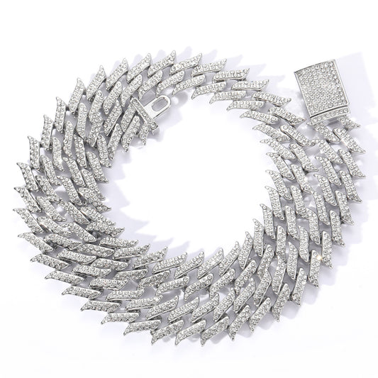 Hip Hop Cuban Link Thorn Spike Alloy Necklace for Men