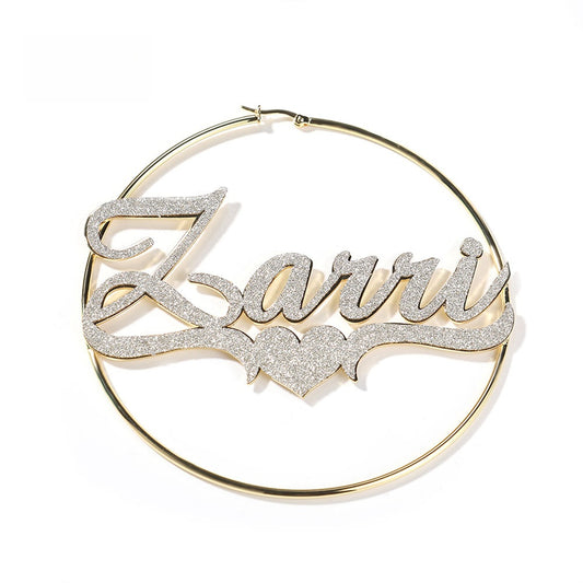 Personalized Stainless Steel Letter Hoop Earrings for Women - Micro Pave Statement Name Earrings in Gold and Silver Colors