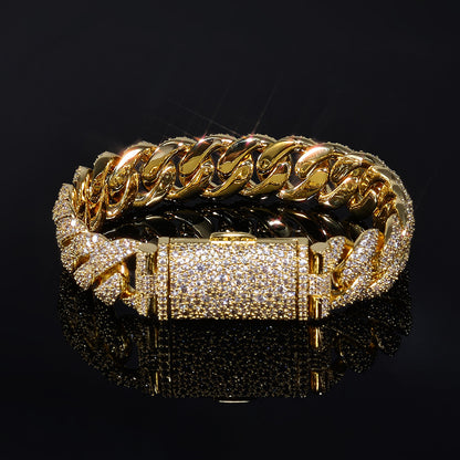 14 mm Iced Cuban Hip Hop Bracelet with Cubic Zirconia on a Copper Base - CHA418