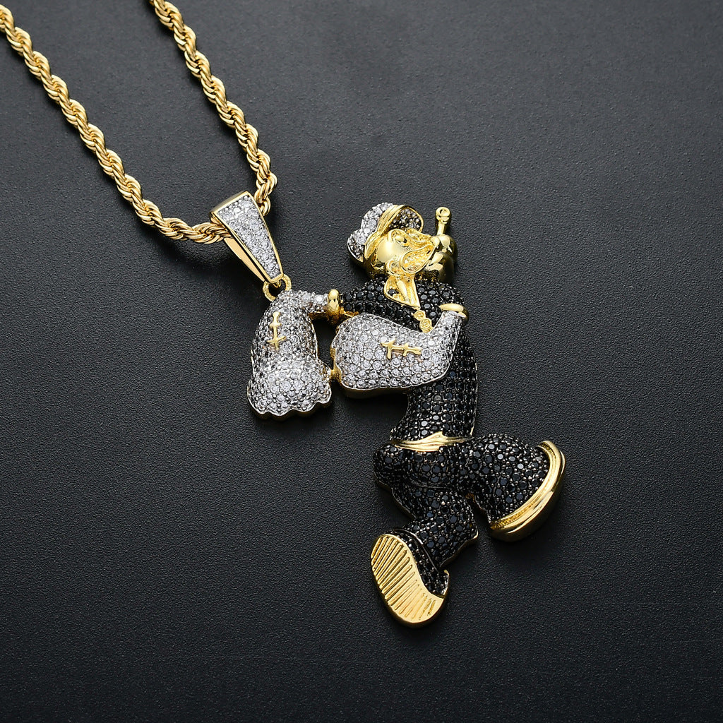 Hip Hop Fashion Cubic Zirconia Pendant Necklace for Men and Women