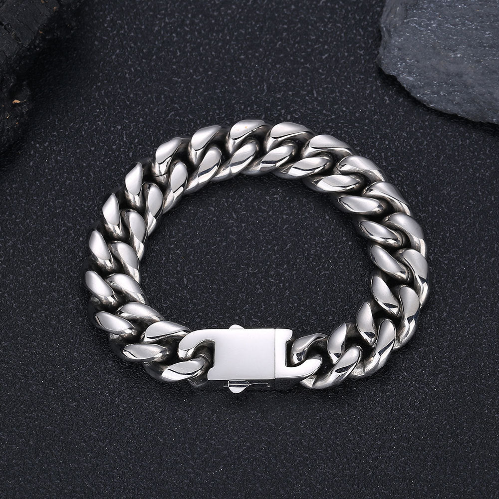 6-18 mm Rounded Polished Cuban Stainless steel Bracelet - CHA010 product image