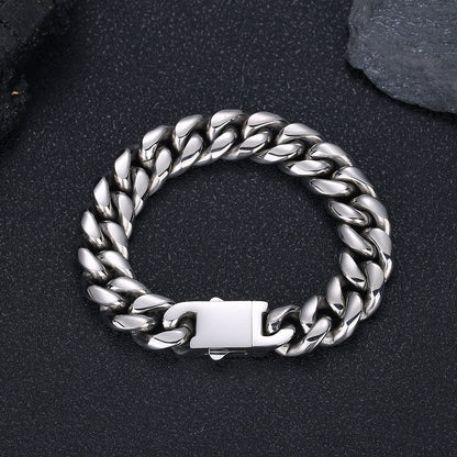 6-18 mm Rounded Polished Cuban Stainless steel Bracelet - CHA010