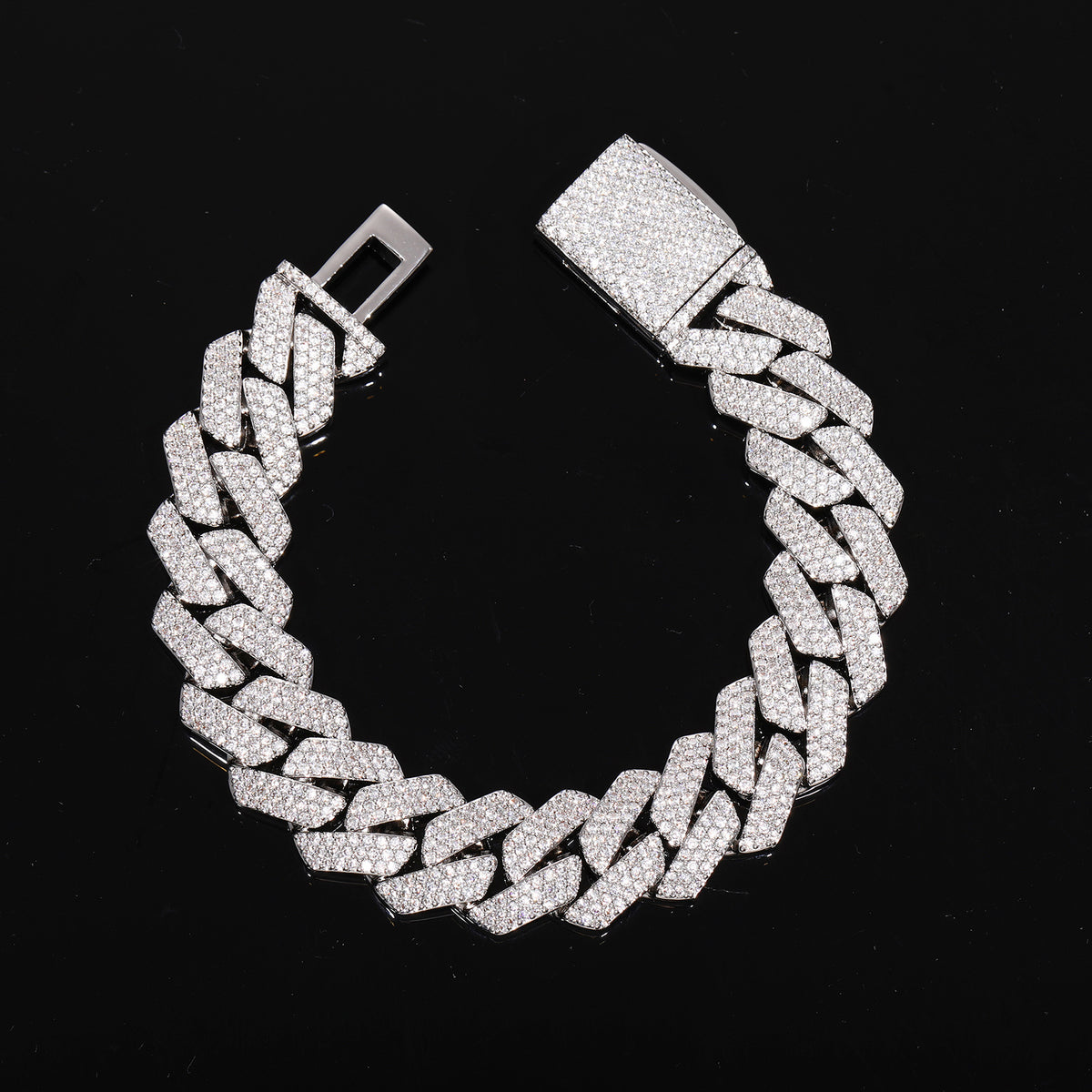 Iced Out Moissanite Cuban Link Bracelet for Men and Women - 16mm Diamond Shape Statement Chain product image