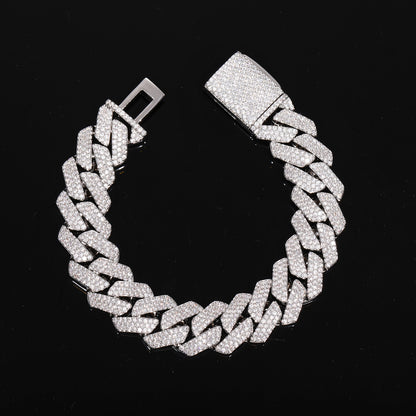 Iced Out Moissanite Cuban Link Bracelet for Men and Women - 16mm Diamond Shape Statement Chain