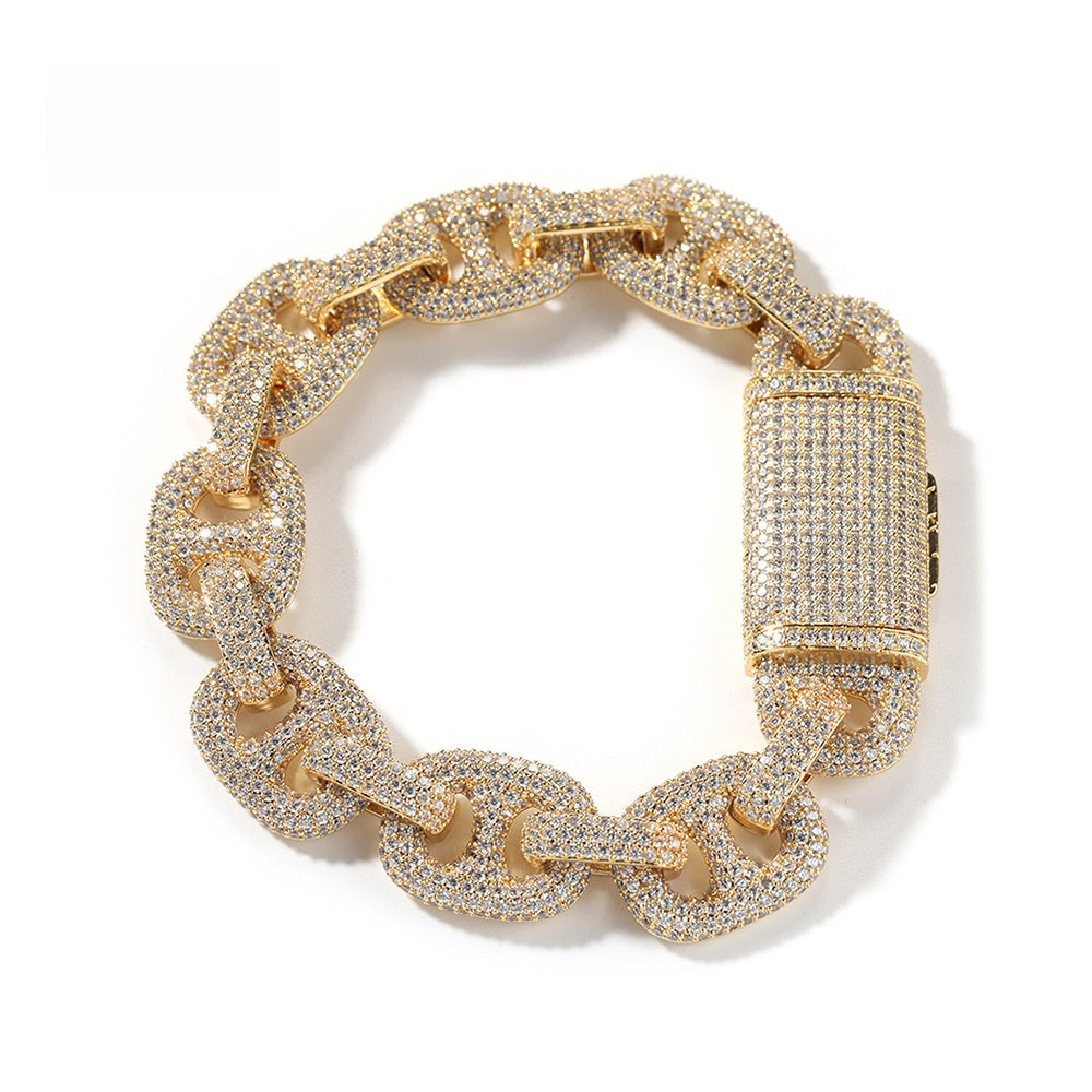 Iced Out Cuban Link Chain Bracelet & Necklace for Women and Men - Gold Plated or Silver Plated Cubic Zirconia Statement Jewelry
