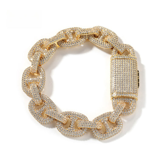 Iced Out Cuban Link Chain Bracelet & Necklace for Women and Men - Gold Plated or Silver Plated Cubic Zirconia Statement Jewelry