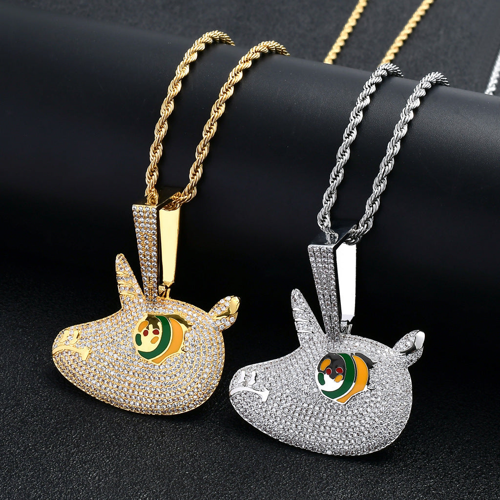 Hip Hop Eye Cubic Zirconia Pendant Necklace for Men and Women