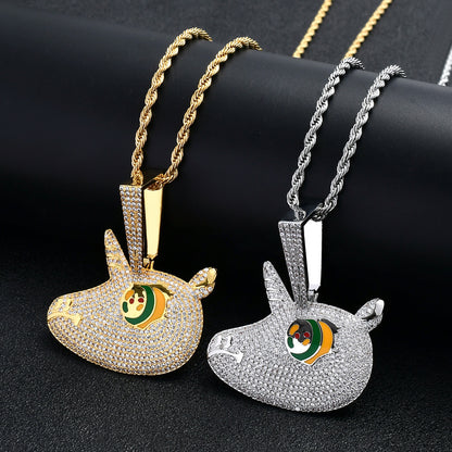 Hip Hop Eye Cubic Zirconia Pendant Necklace for Men and Women