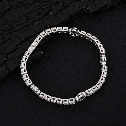 Clover CZ Tennis Hip Hop Bracelet with Stainless steel Base - CHA479