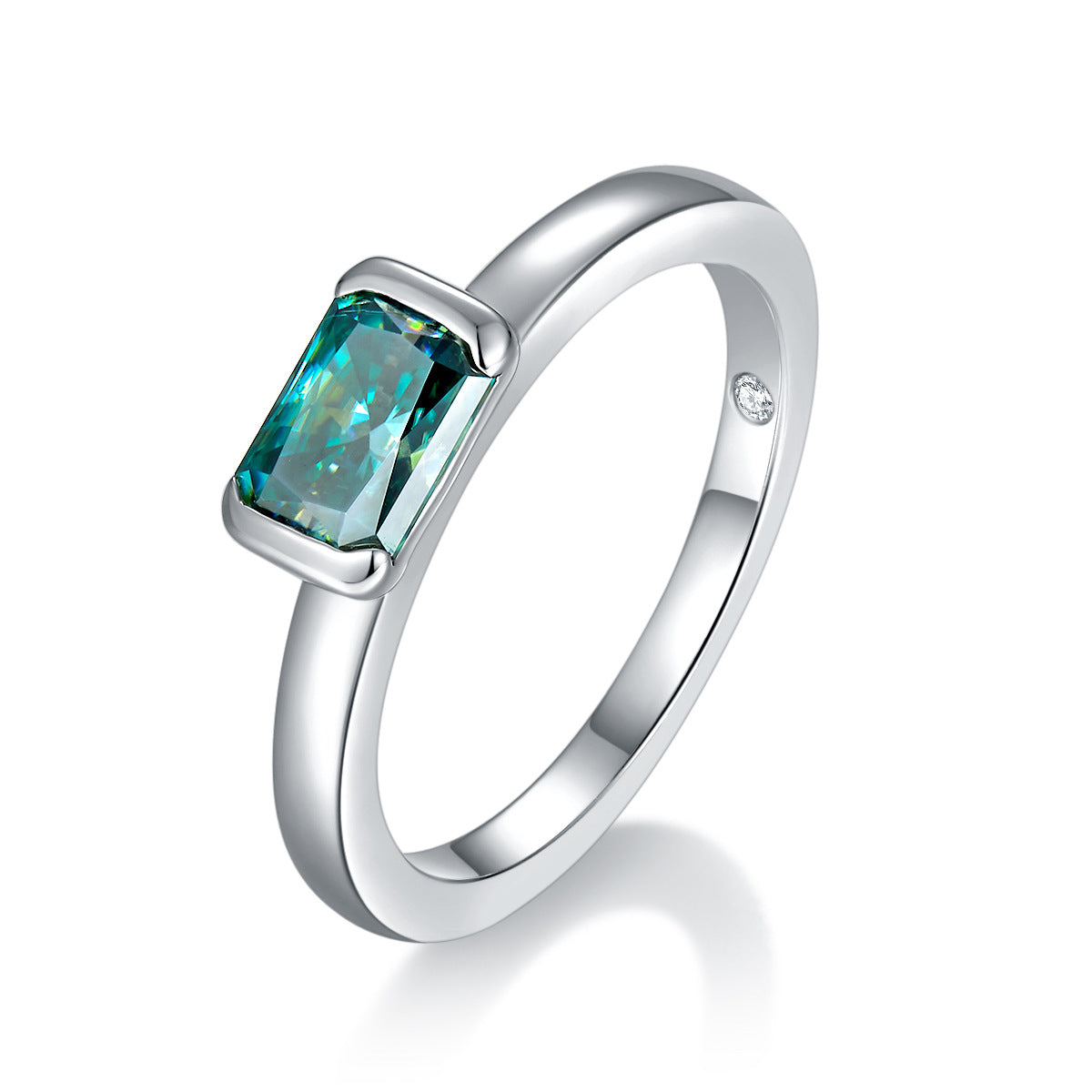 Green Radiant Cut Moissanite Ring for Women, S925 Silver 18K Gold Plated Promise Ring product image