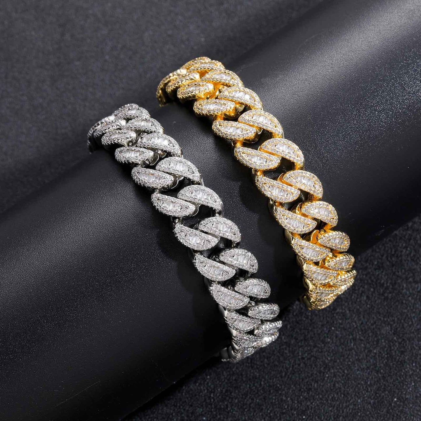 Hip Hop Light Luxury Cuban Link Cubic Zirconia Bracelet for Men