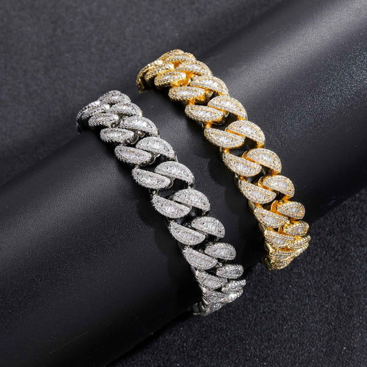 Hip Hop Light Luxury Cuban Link Cubic Zirconia Bracelet for Men
