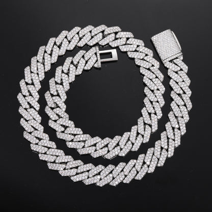 Iced Out Cuban Link Chain & Bracelet Set in Cubic Zirconia for Men and Women