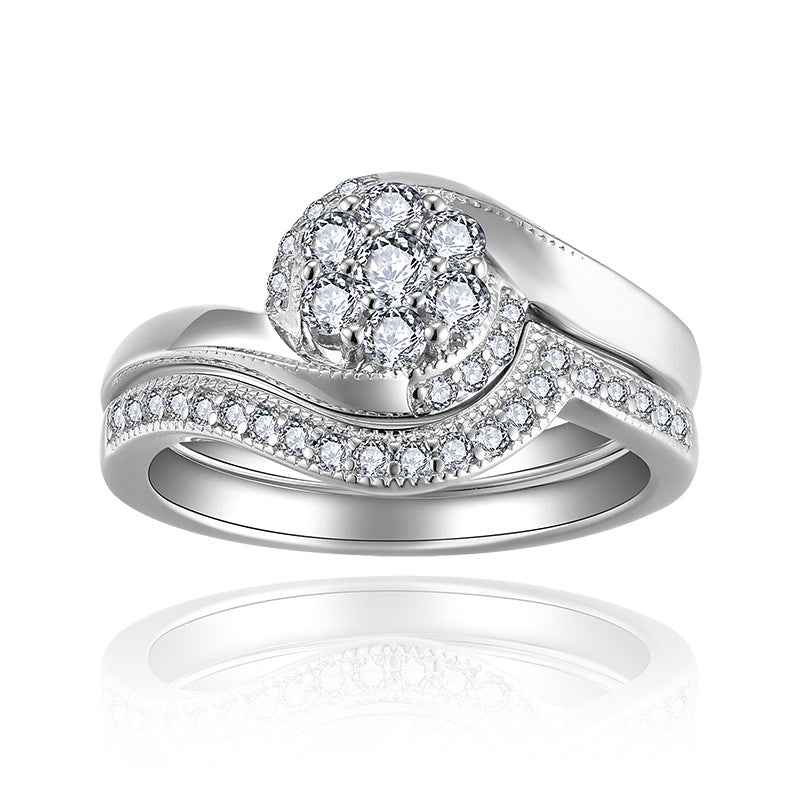 Moissanite Halo Ring Set for Women, Vintage Floral Stackable Engagement Ring, Promise Wedding Ring product image