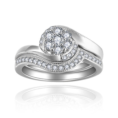 Moissanite Halo Ring Set for Women, Vintage Floral Stackable Engagement Ring, Promise Wedding Ring