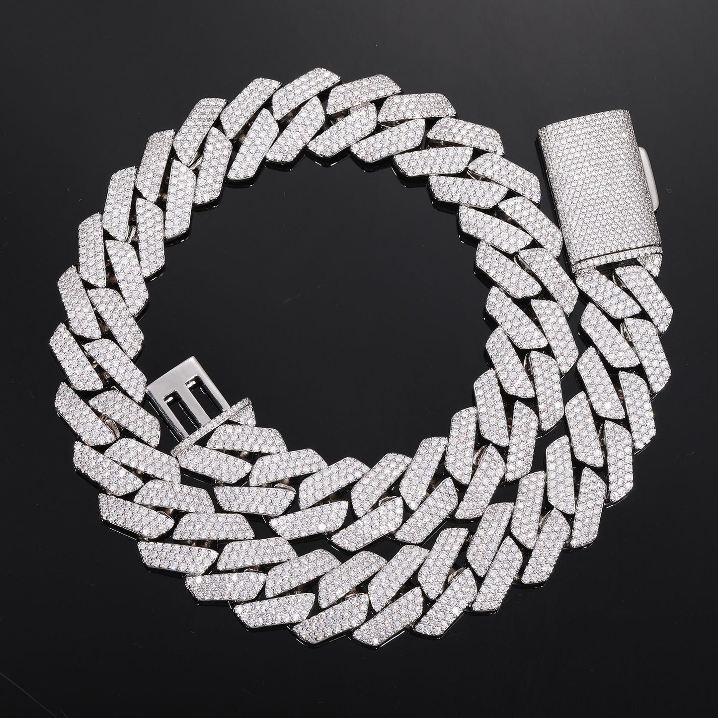 Unisex Iced Out Cuban Link Chain Necklace Bracelet Set in Cubic Zirconia product image