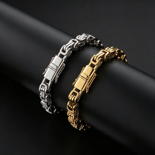 6 mm Polished Byzantine Link Hip Hop Bracelet with Stainless steel Base - CHA485 product image