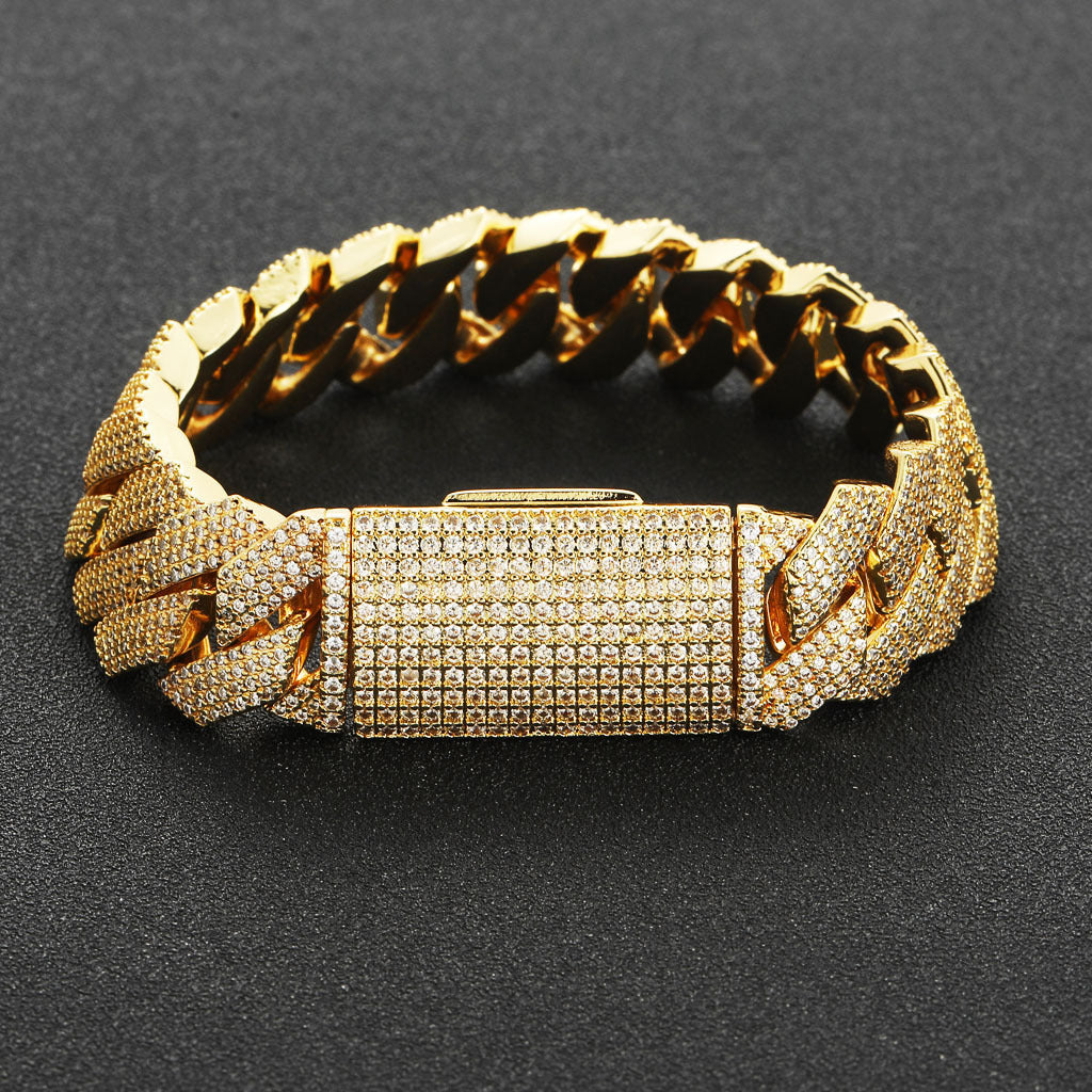 Hip Hop Diamond Shape Cuban Link Cubic Zirconia Bracelet for Men
