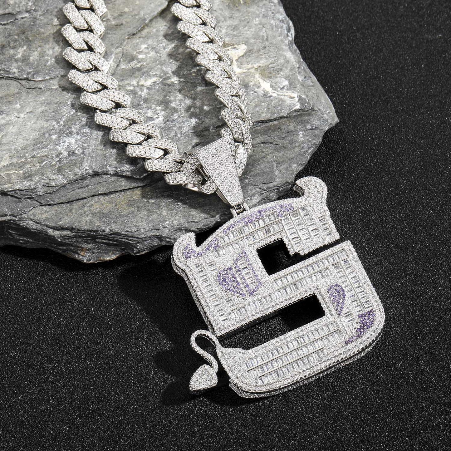 Hip Hop Letter Copper Pendant Necklace for Men and Women