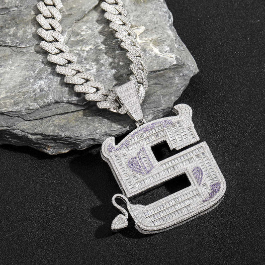 Hip Hop Letter Copper Pendant Necklace for Men and Women