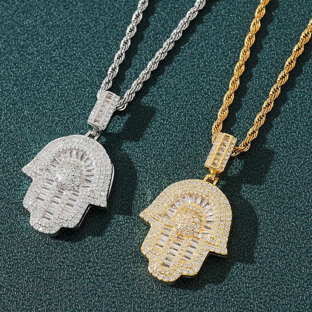 Hip Hop Vintage Fashion Cubic Zirconia Pendant Necklace for Men and Women