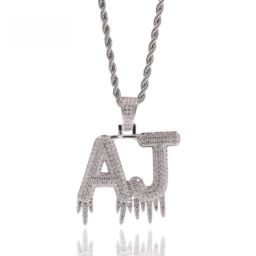 Personalized Iced Out Letter Pendant Necklace for Men - Custom Cubic Zirconia Initial Chain in Gold or Silver Tone product image