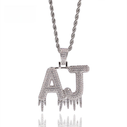 Personalized Iced Out Letter Pendant Necklace for Men - Custom Cubic Zirconia Initial Chain in Gold or Silver Tone
