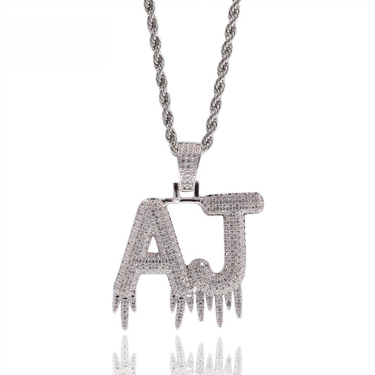 Personalized Iced Out Letter Pendant Necklace for Men - Custom Cubic Zirconia Initial Chain in Gold or Silver Tone