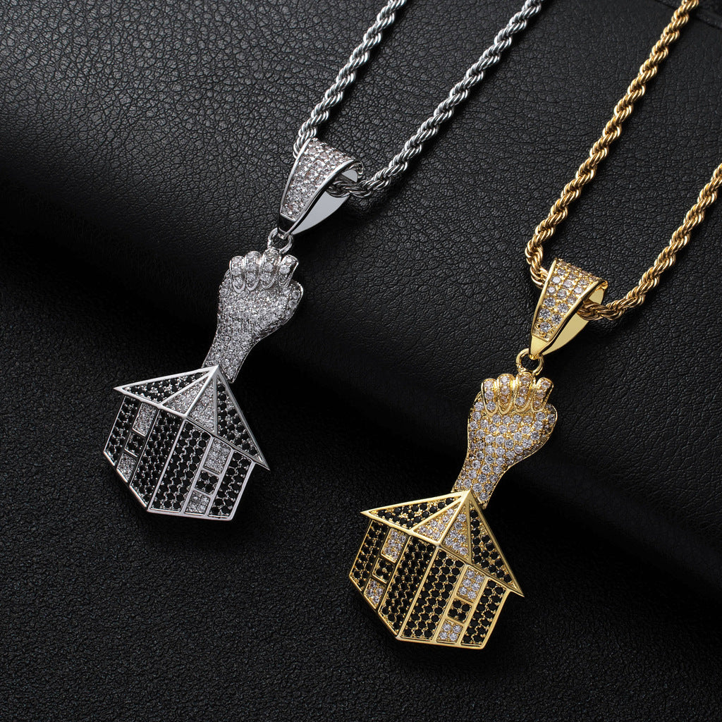 Hip Hop Fashion Cubic Zirconia Pendant Necklace for Men and Women
