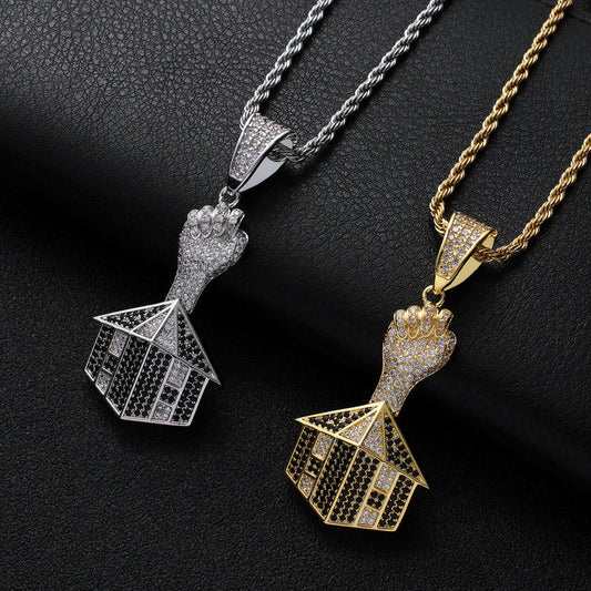 Hip Hop Fashion Cubic Zirconia Pendant Necklace for Men and Women