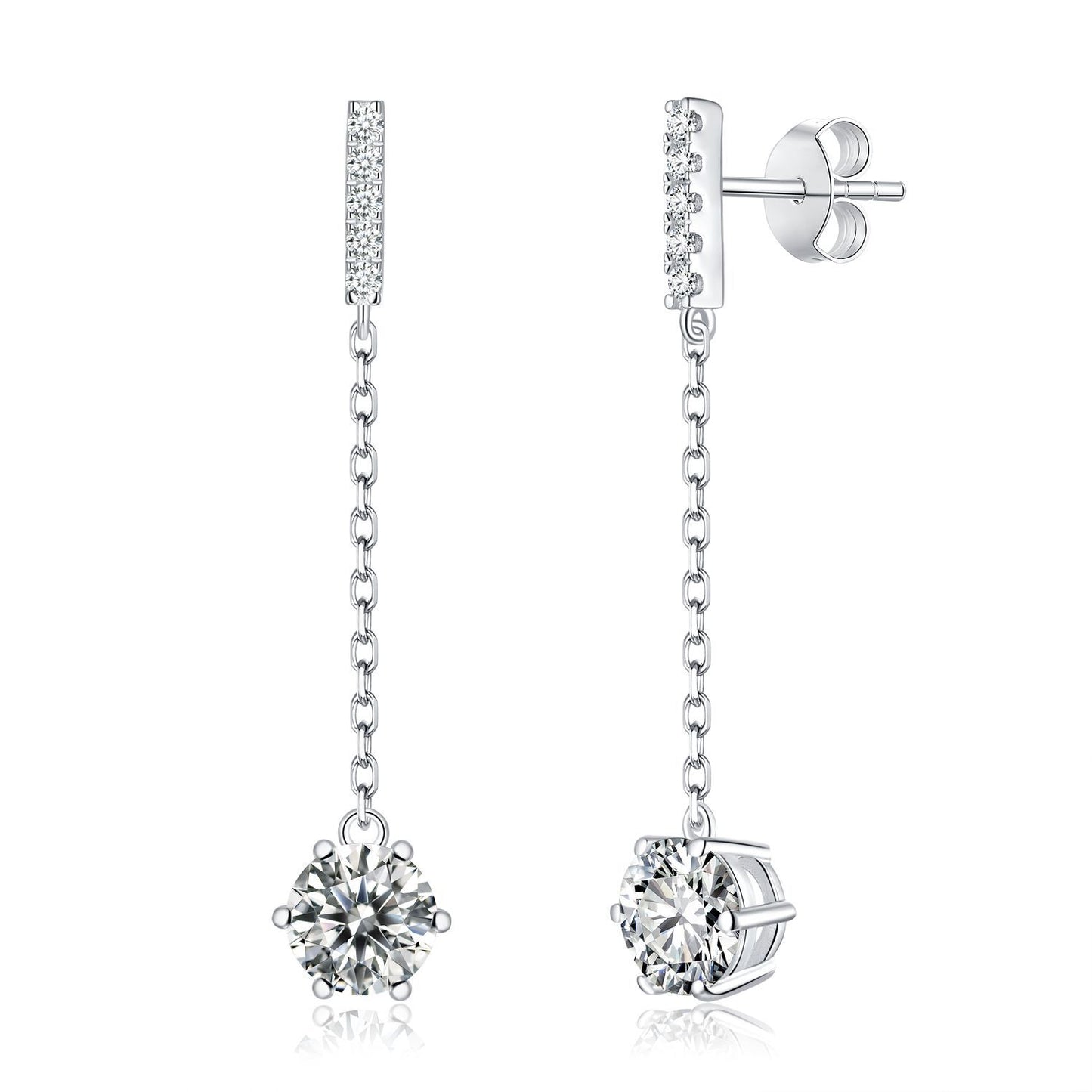 925 Sterling Silver Moissanite Chain Drop Earrings for Women, Dangle Stud Earrings product image