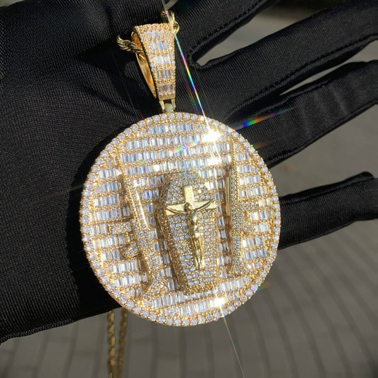 Iced Out Round Pendant Necklace