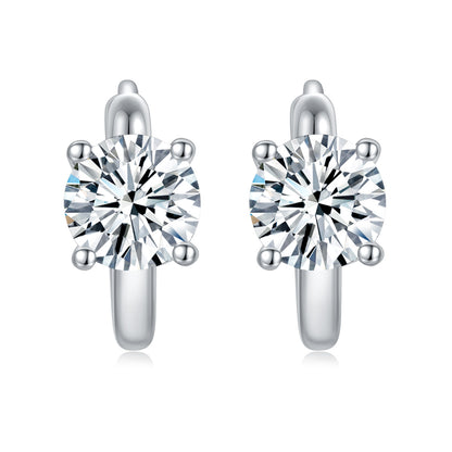 Round Cut Four-Prong Stud Earrings for Women, Everyday Pierced Jewelry